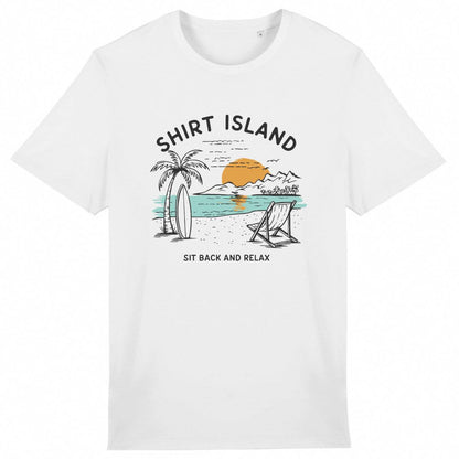 TEE SHIRT BIO PREMIUM SURF SHIRT ISLAND BEACH BLANC