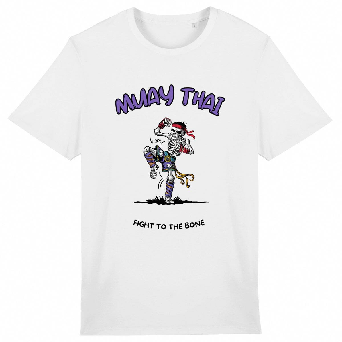 TEE SHIRT BIO PREMIUM MUAY THAI SKELETON SHIRT ISLAND BLANC