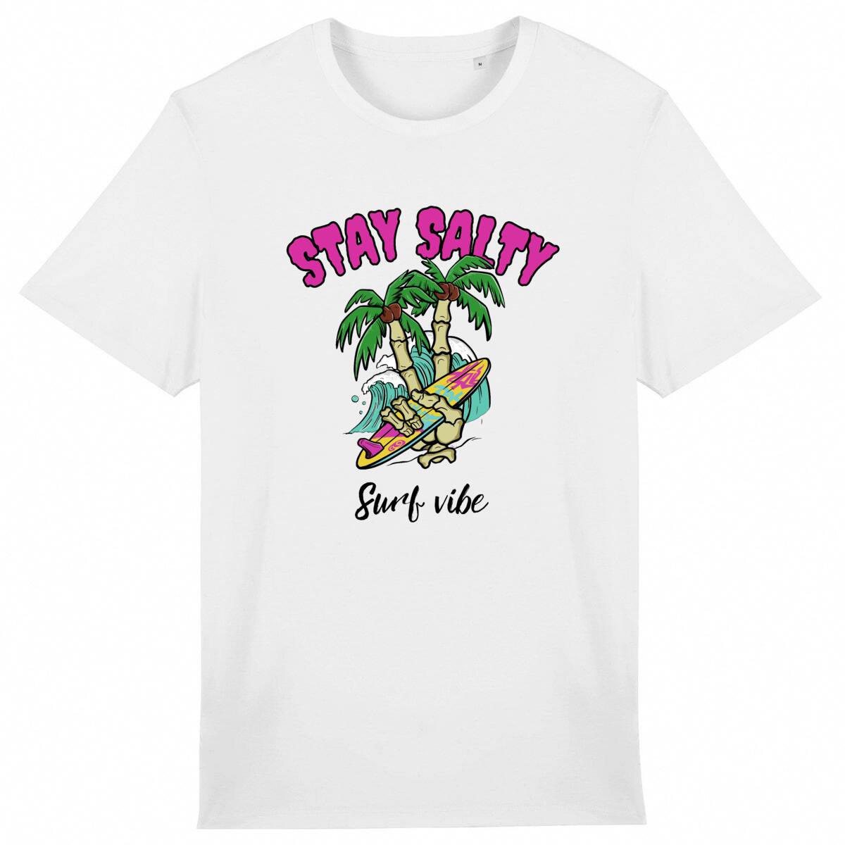 TEE SHIRT BIO PREMIUM SURF STAY SALTY SHIRT ISLAND BLANC