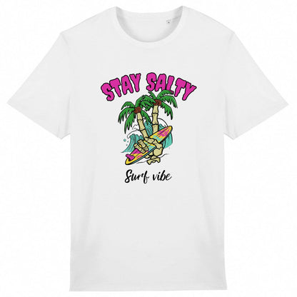 TEE SHIRT BIO PREMIUM SURF STAY SALTY SHIRT ISLAND BLANC