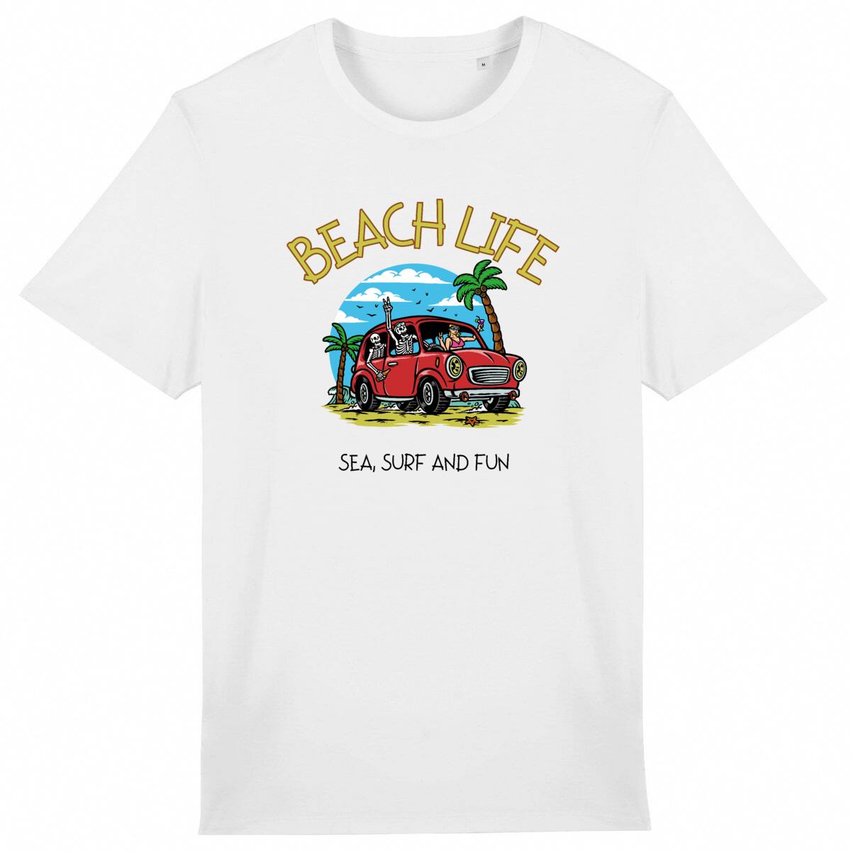 TEE SHIRT BIO PREMIUM SURF BEACH LIFE SHIRT ISLAND BLANC