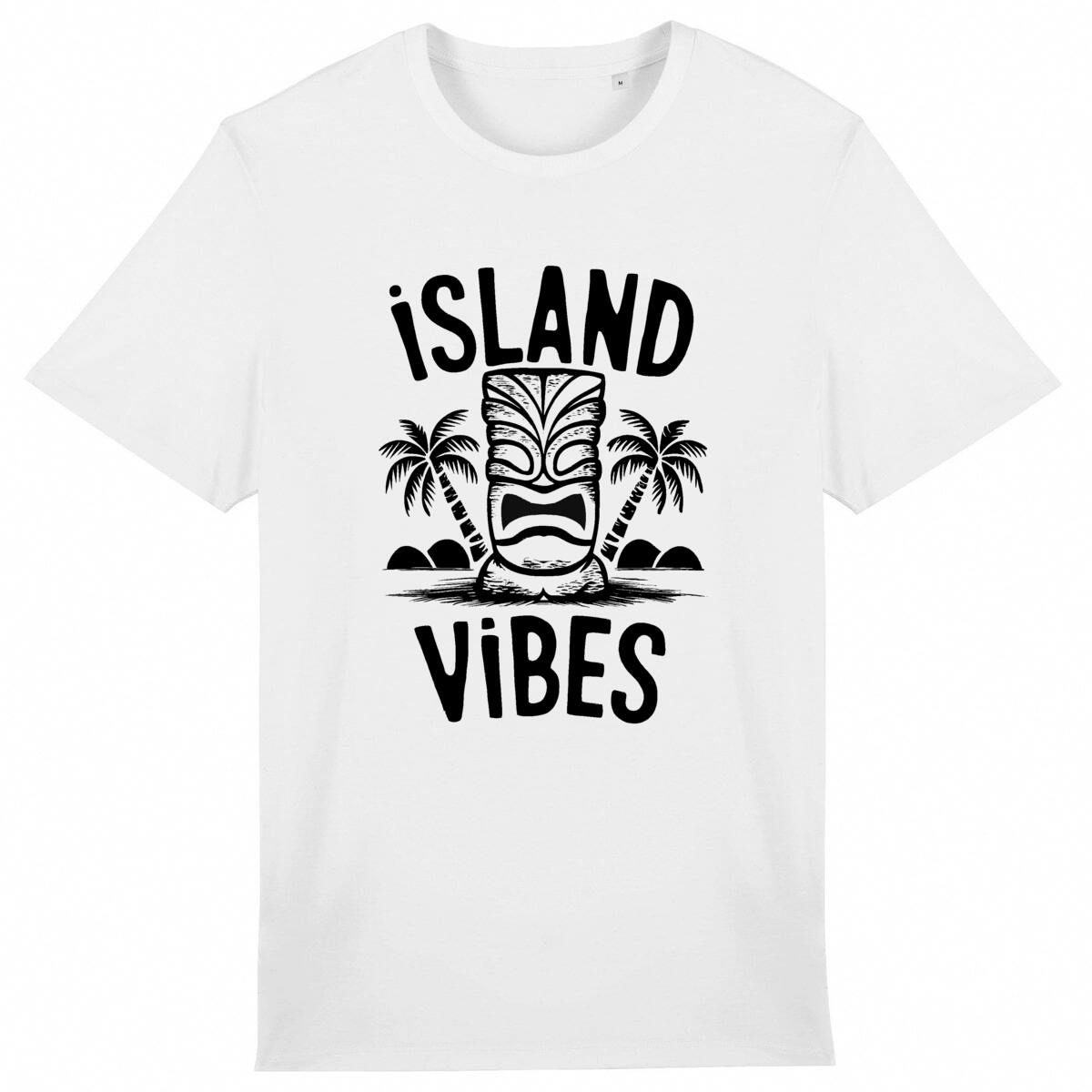 TEE SHIRT BIO PREMIUM SURF ISLAND VIBES SHIRT ISLAND BLANC