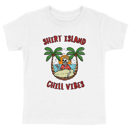 TEE SHIRT KIDS BIO PREMIUM SURF SHIRT ISLAND BLANC