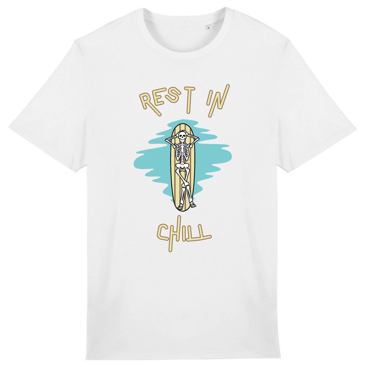 TEE SHIRT BIO PREMIUM SURF REST IN CHILL SHIRT ISLAND BLANC