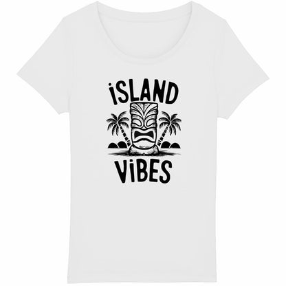 TEE SHIRT BIO PREMIUM SURF ISLAND VIBES FEMME BLANC