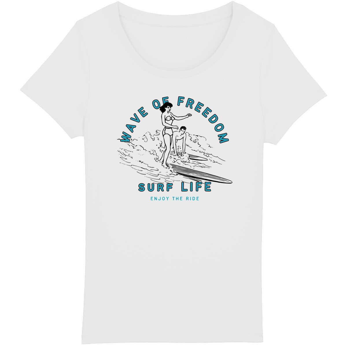 TEE SHIRT BIO PREMIUM FEMME SURF WAVE OF FREEDOM SHIRT ISLAND BLANC