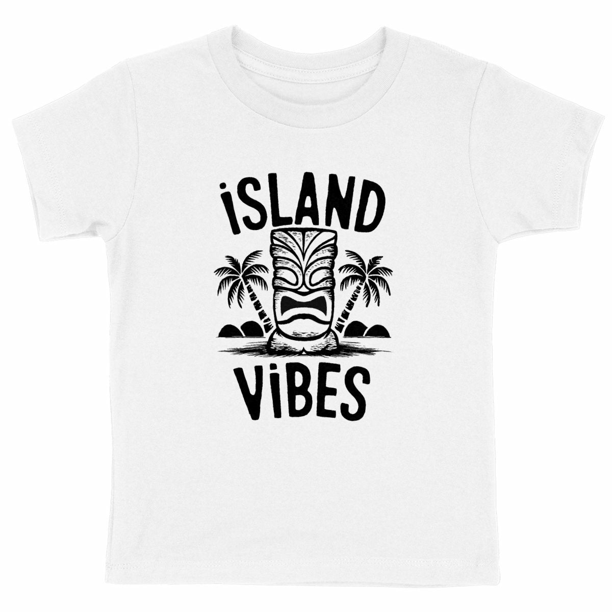 TEE SHIRT BIO PREMIUM SURF ISLAND VIBES SHIRT ISLAND KIDS BLANC