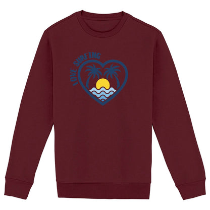 SWEATSHIRT BIO PREMIUM FEMME SURF LOVE SURFING SHIRT ISLAND BORDEAUX