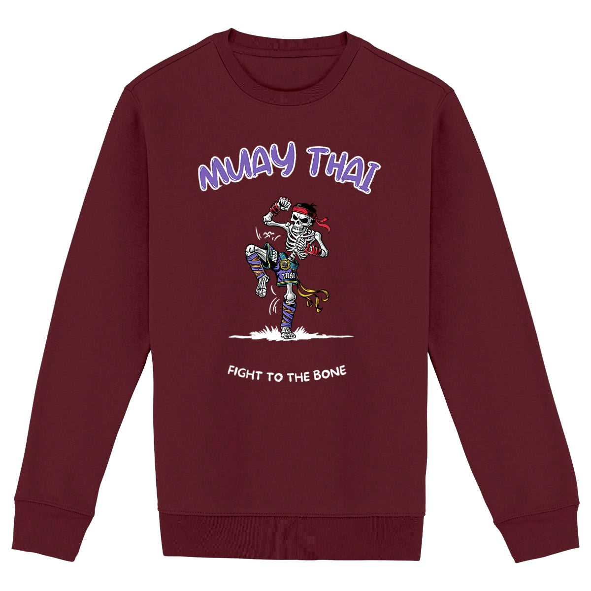 SWEATSHIRT BIO PREMIUM MUAY THAI SKELETON SHIRT ISLAND BORDEAUX