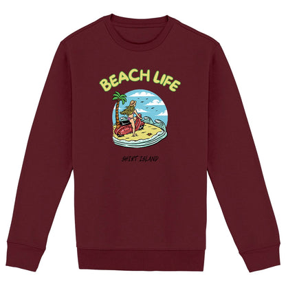 SWEATSHIRT BIO PREMIUM SURF BEACH LIFE FEMME SHIRT ISLAND BORDEAUX