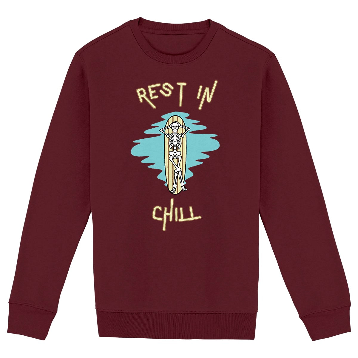 SWEATSHIRT BIO PREMIUM SURF REST IN CHILL SHIRT ISLAND BORDEAUX