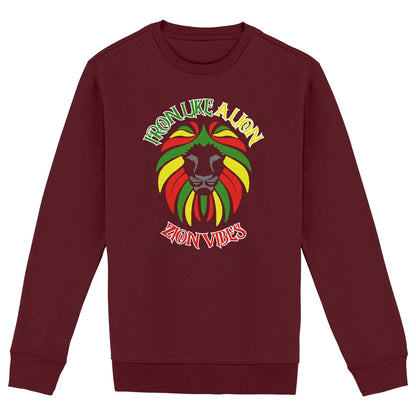 SWEATSHIRT BIO PREMIUM REGGAE ZION VIBES SHIRT ISLAND RASTA BORDEAUX