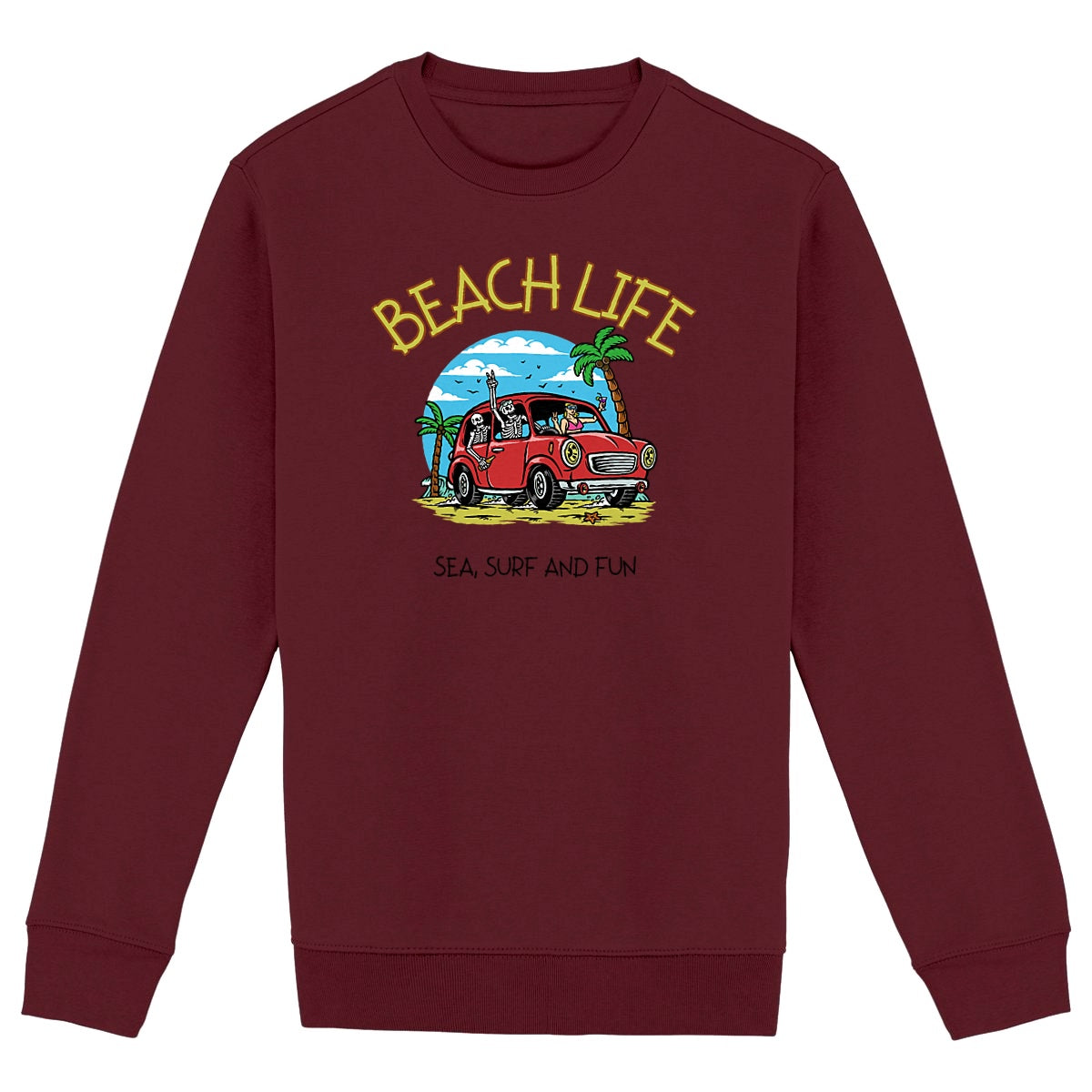 SWEATSHIRT BIO PREMIUM SURF BEACH LIFE BORDEAUX