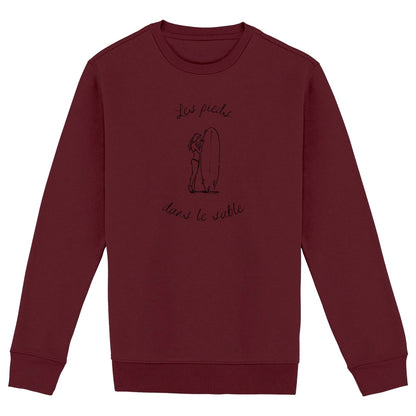 SWEATSHIRT BIO PREMIUM SURF LES PIEDS DANS LE SABLE SHIRT ISLAND BORDEAUX