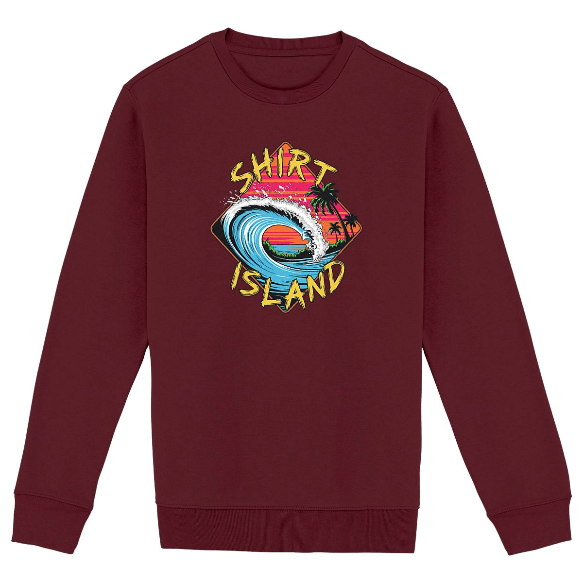 SWEATSHIRT BIO PREMIUM SURF SHIRT ISLAND WAVE BORDEAUX