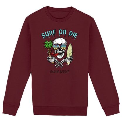 SWEATSHIRT BIO PREMIUM SURF OR DIE SHIRT ISLAND BORDEAUX