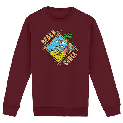 SWEATSHIRT BIO PREMIUM SURF BEACH VIBES SHIRT ISLAND BORDEAUX