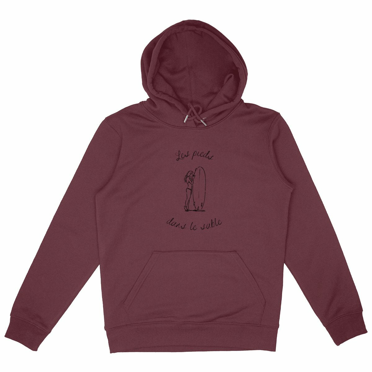 SWEATSHIRT A CAPUCHE BIO PREMIUM SURF LES PIEDS DANS LE SABLE SHIRT ISLAND BORDEAUX