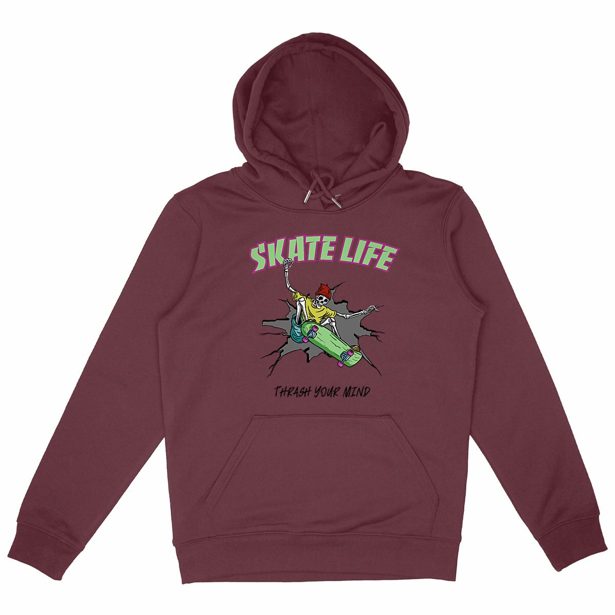 SWEATSHIRT A CAPUCHE BIO PREMIUM SKATE LIFE SHIRT ISLAND BORDEAUX