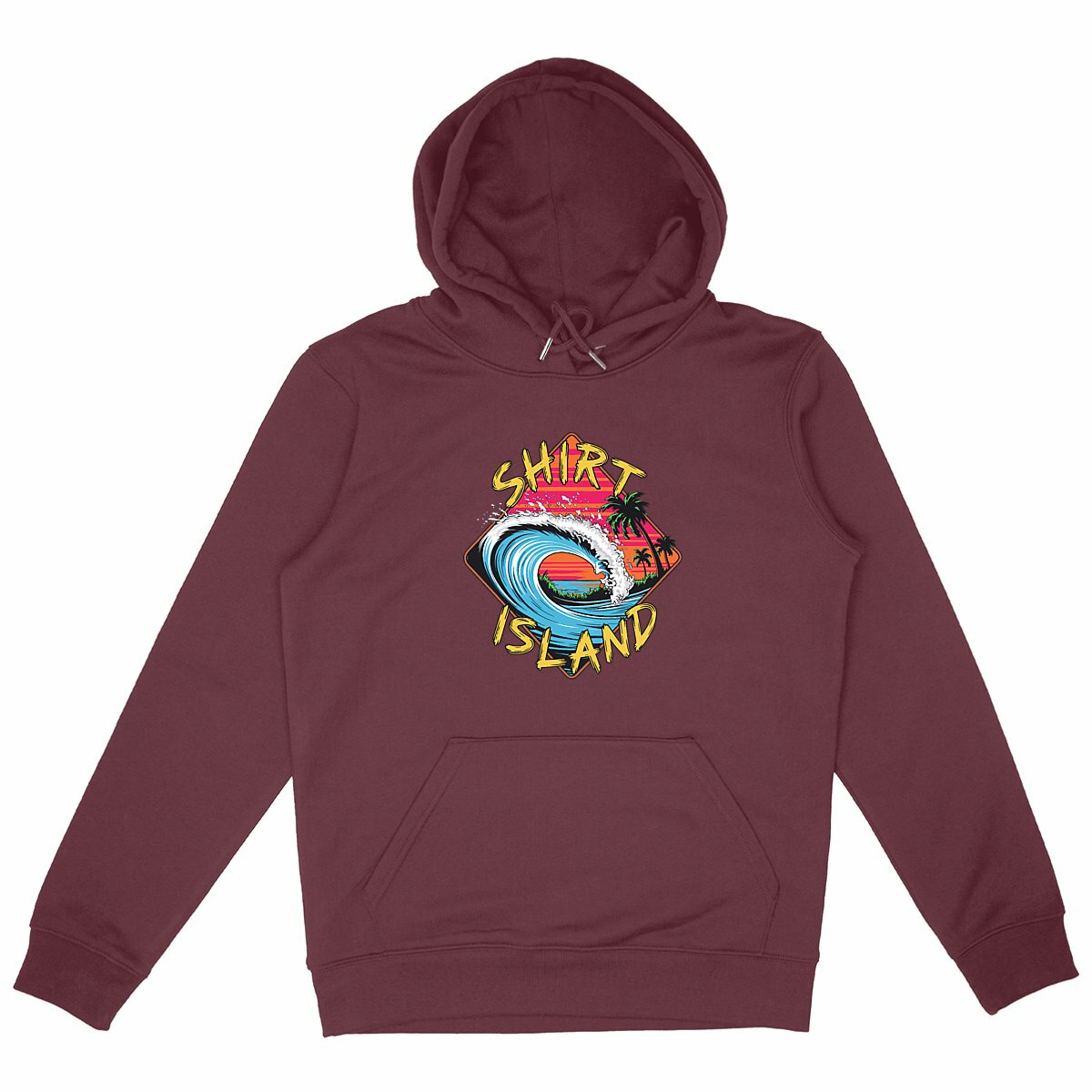 SWEATSHIRT A CAPUCHE BIO PREMIUM SURF SHIRT ISLAND WAVE BORDEAUX