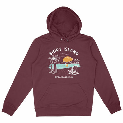 SWEATSHIRT A CAPUCHE BIO PREMIUM SHIRT ISLAND BEACH BORDEAUX