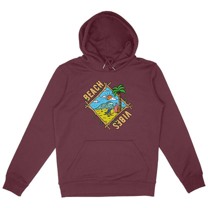 SWEATSHIRT A CAPUCHE BIO PREMIUM SURF BEACH VIBES SHIRT ISLAND BORDEAUX