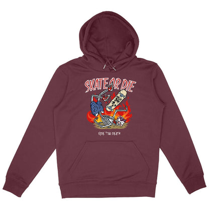 SWEATSHIRT A CAPUCHE BIO PREMIUM SKATE OR DIE SHIRT ISLAND BORDEAUX