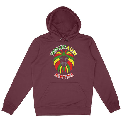 SWEATSHIRT A CAPUCHE BIO PREMIUM REGGAE RASTA ZION VIBES SHIRT ISLAND BORDEAUX