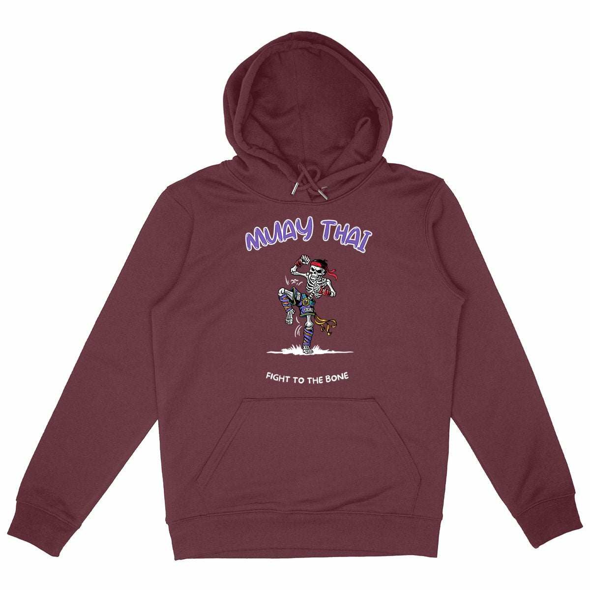 SWEATSHIRT A CAPUCHE BIO PREMIUM MUAY THAI SKELETON SHIRT ISLAND BORDEAUX