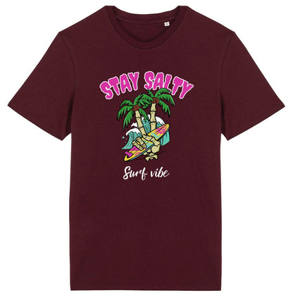 TEE SHIRT BIO PREMIUM SURF STAY SALTY SHIRT ISLAND BORDEAUX