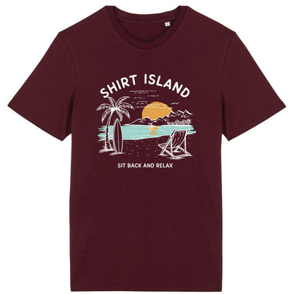 TEE SHIRT BIO PREMIUM SURF SHIRT ISLAND BEACH BORDEAUX