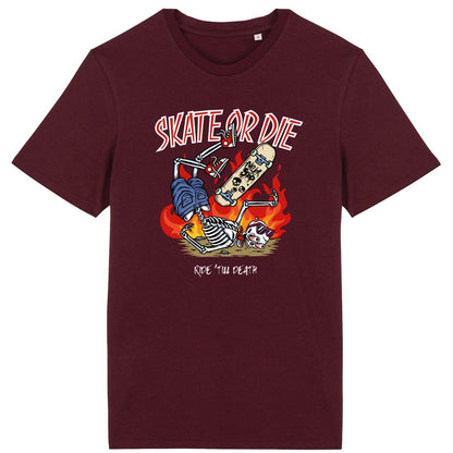 TEE SHIRT BIO PREMIUM SKATE OR DIE SHIRT ISLAND BORDEAUX