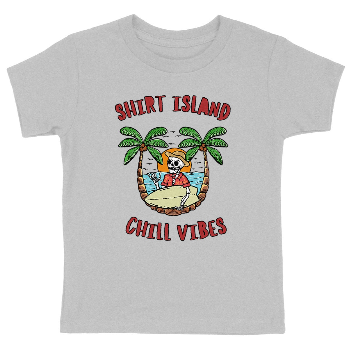 TEE SHIRT KIDS BIO PREMIUM SURF SHIRT ISLAND GRIS