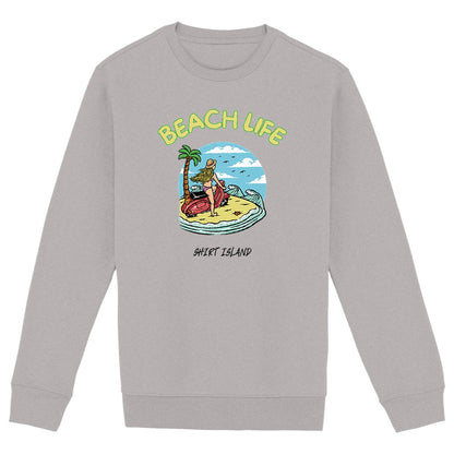 SWEATSHIRT BIO PREMIUM SURF BEACH LIFE FEMME SHIRT ISLAND GRIS