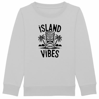 SWEATSHIRT BIO PREMIUM SURF ISLAND VIBES SHIRT ISLAND KIDS GRIS