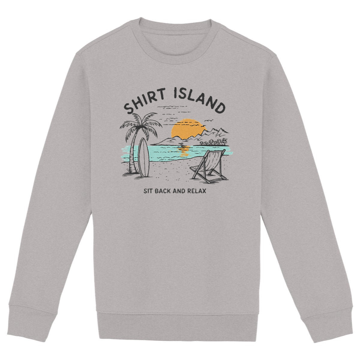 SWEATSHIRT BIO PREMIUM SURF SHIRT ISLAND BEACH GRIS