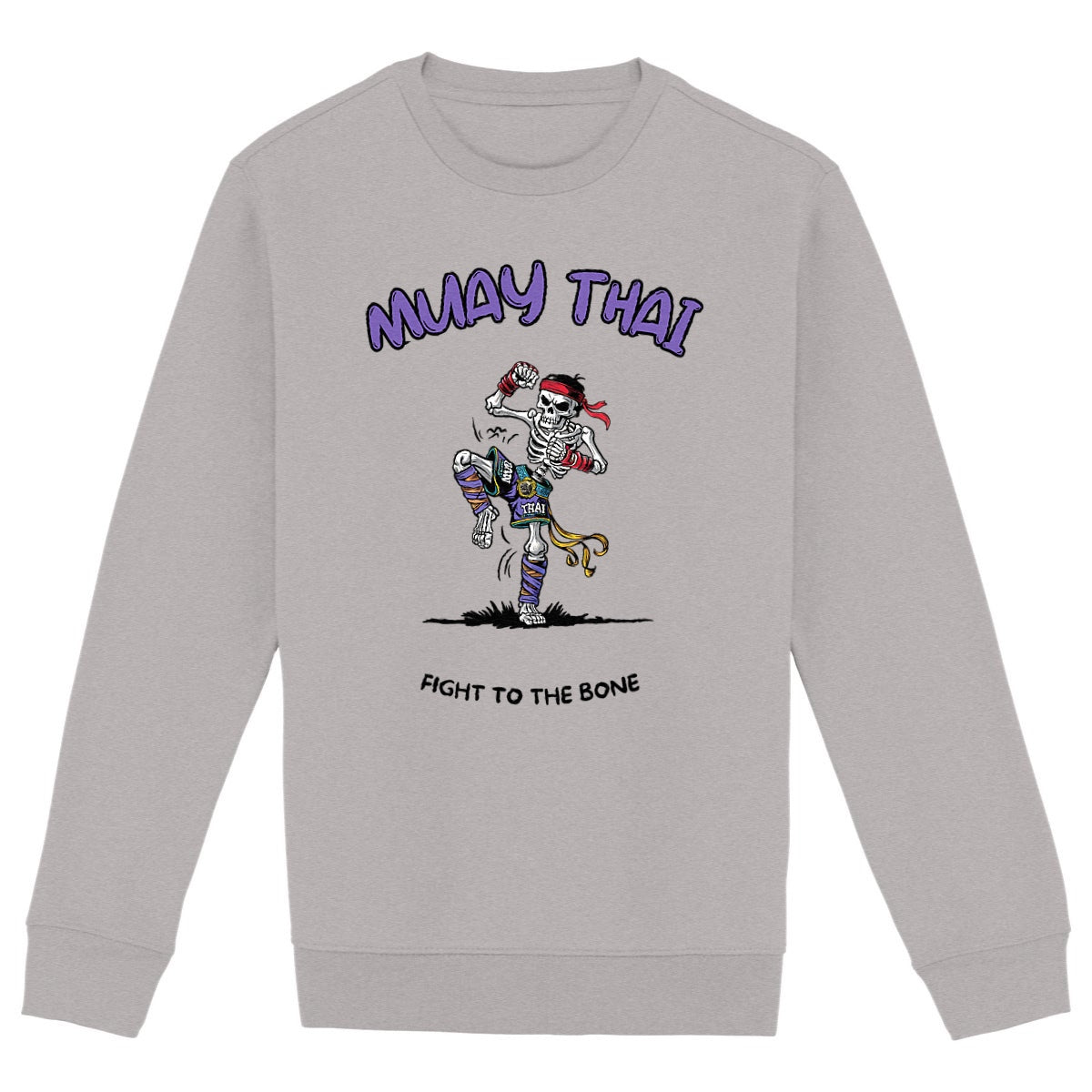 SWEATSHIRT BIO PREMIUM MUAY THAI SKELETON SHIRT ISLAND GRIS