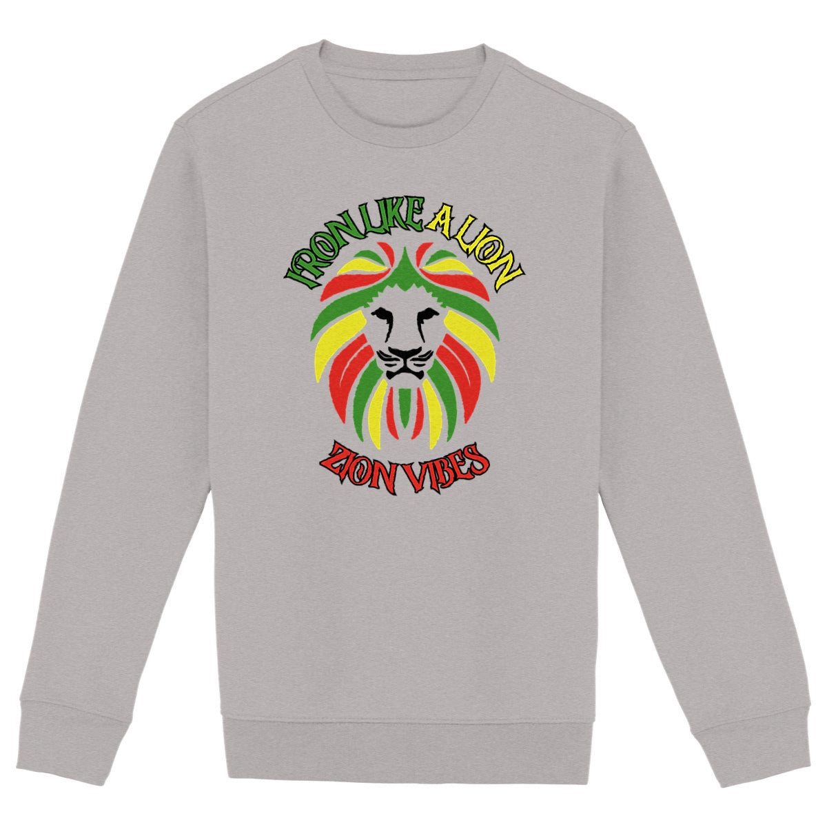 SWEATSHIRT BIO PREMIUM REGGAE ZION VIBES SHIRT ISLAND RASTA GRIS