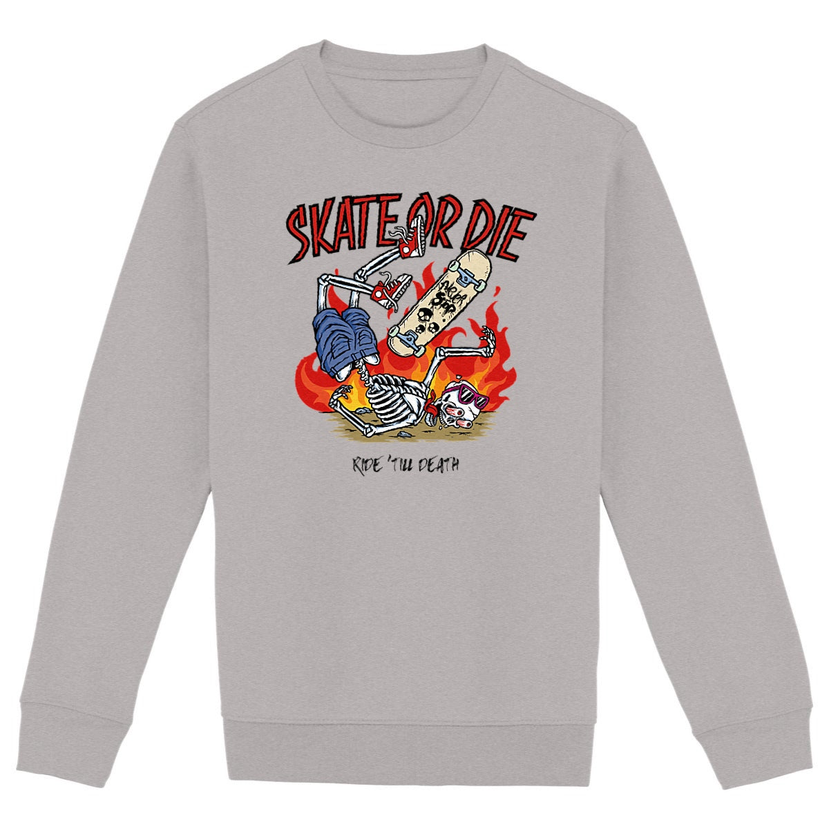 SWEATSHIRT BIO PREMIUM SKATE OR DIE SHIRT ISLAND GRIS