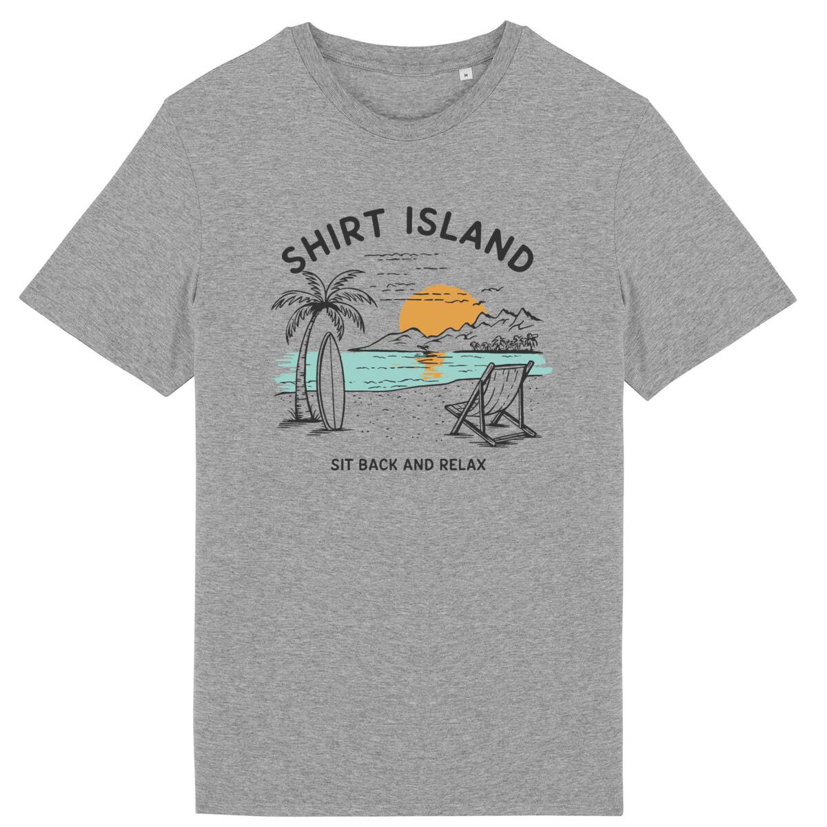 TEE SHIRT BIO PREMIUM SURF SHIRT ISLAND BEACH GRIS