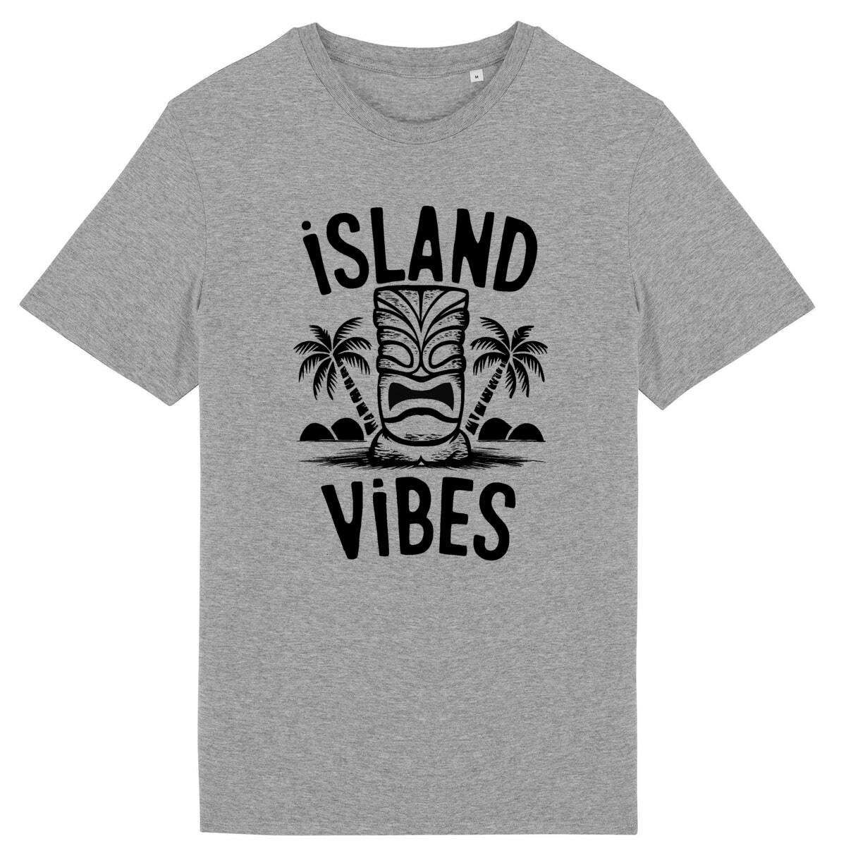 TEE SHIRT BIO PREMIUM SURF ISLAND VIBES SHIRT ISLAND GRIS