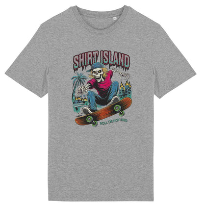 TEE SHIRT BIO PREMIUM SKATE SURF SHIRT ISLAND ROLL OR NOTHING GRIS