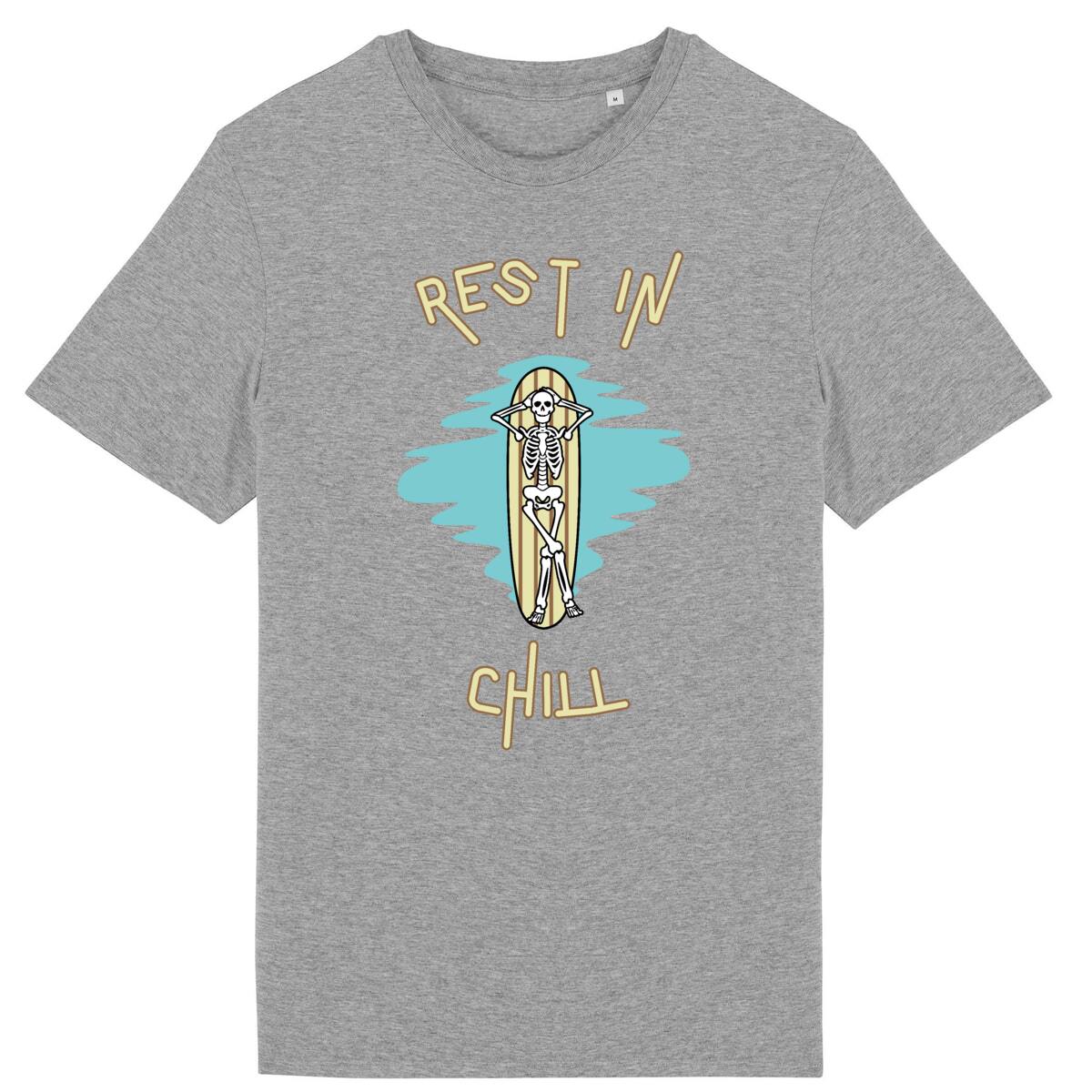 TEE SHIRT BIO PREMIUM SURF REST IN CHILL SHIRT ISLAND GRIS