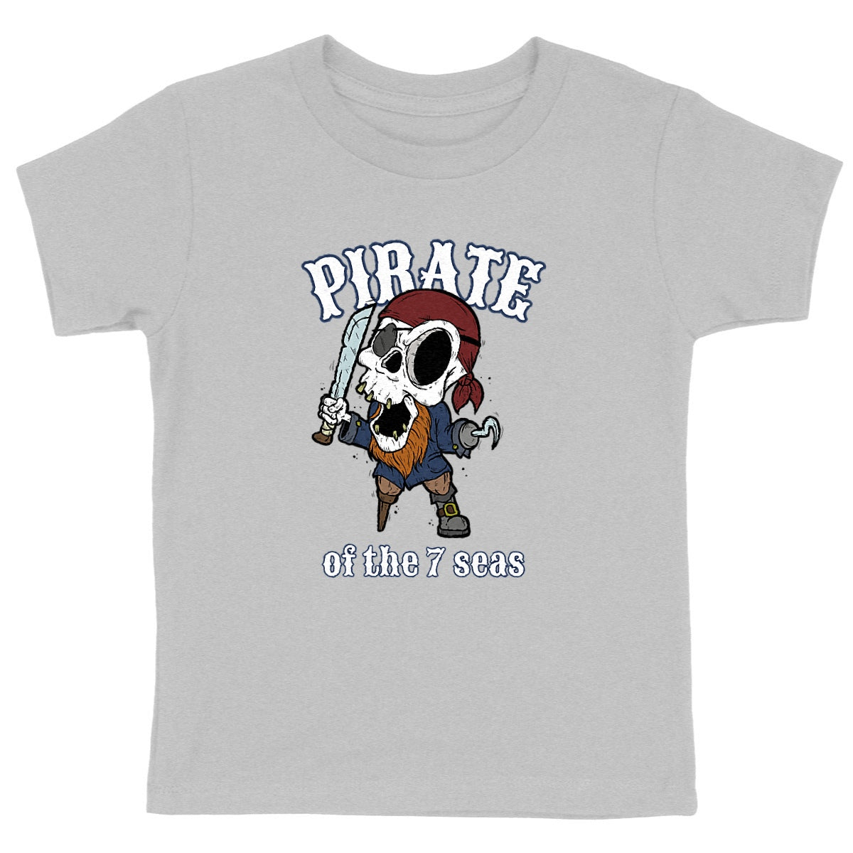 TEE SHIRT BIO KIDS PREMIUM SURF PIRATE SHIRT ISLAND GRIS