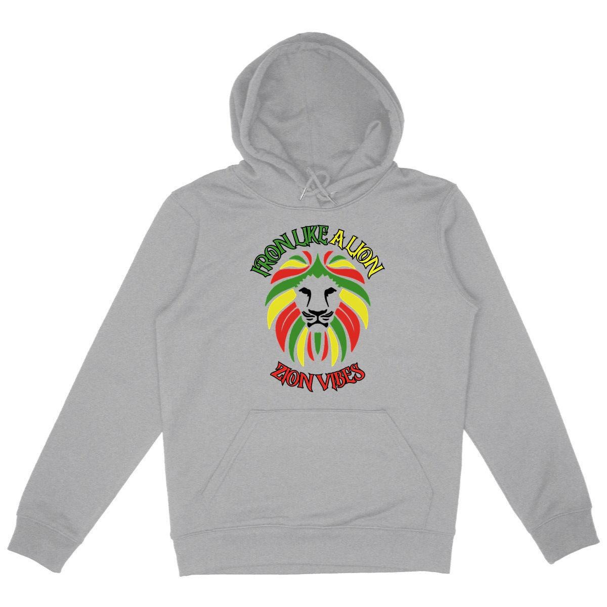 SWEATSHIRT A CAPUCHE BIO PREMIUM REGGAE RASTA ZION VIBES SHIRT ISLAND GRIS