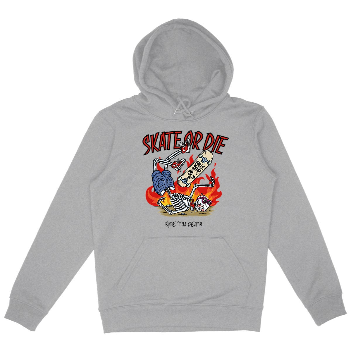 SWEATSHIRT A CAPUCHE BIO PREMIUM SKATE OR DIE SHIRT ISLAND GRIS