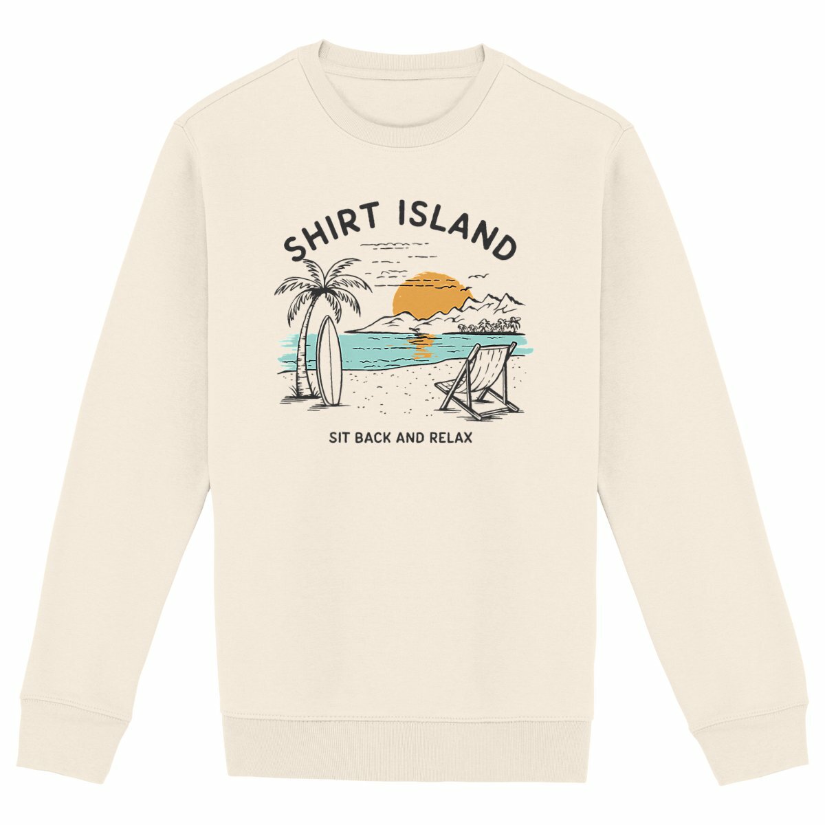 SWEATSHIRT BIO PREMIUM SURF SHIRT ISLAND BEACH IVOIRE