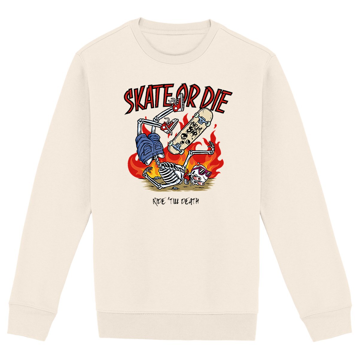 SWEATSHIRT BIO PREMIUM SKATE OR DIE SHIRT ISLAND IVOIRE