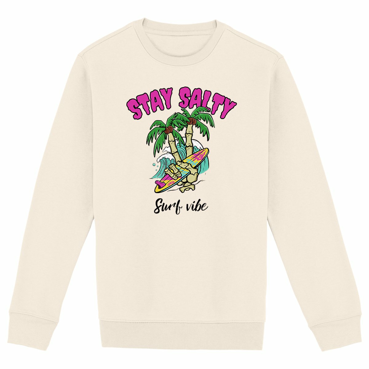 SWEATSHIRT BIO PREMIUM SURF STAY SALTY IVOIRE