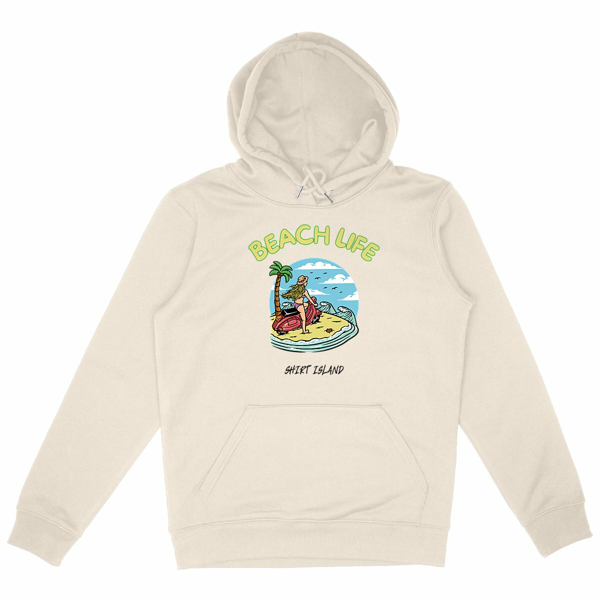 SWEATSHIRT A CAPUCHE BIO PREMIUM SURF BEACH LIFE FEMME SHIRT ISLAND IVOIRE